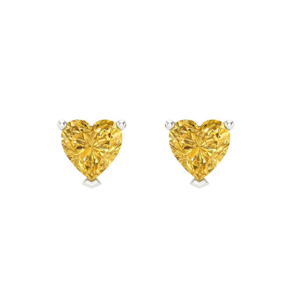 1 ctw Citrine Studs Earrings | 5mm Heart Cut White Gold Screw back | November Birthstone