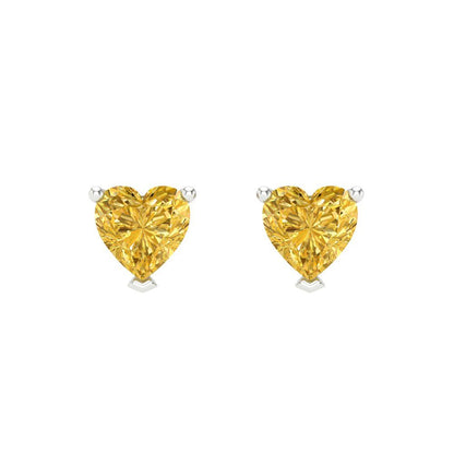 1 ctw Citrine Studs Earrings | 5mm Heart Cut White Gold Screw back | November Birthstone