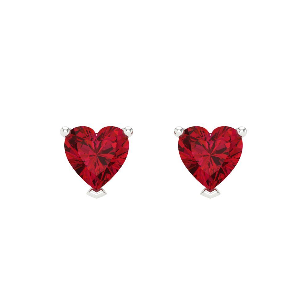 1 ctw Pink Tourmaline Studs Earrings | 5mm Heart Cut White Gold Screw back | April Birthstone