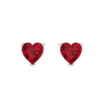 1 ctw Pink Tourmaline Studs Earrings | 5mm Heart Cut White Gold Screw back | April Birthstone