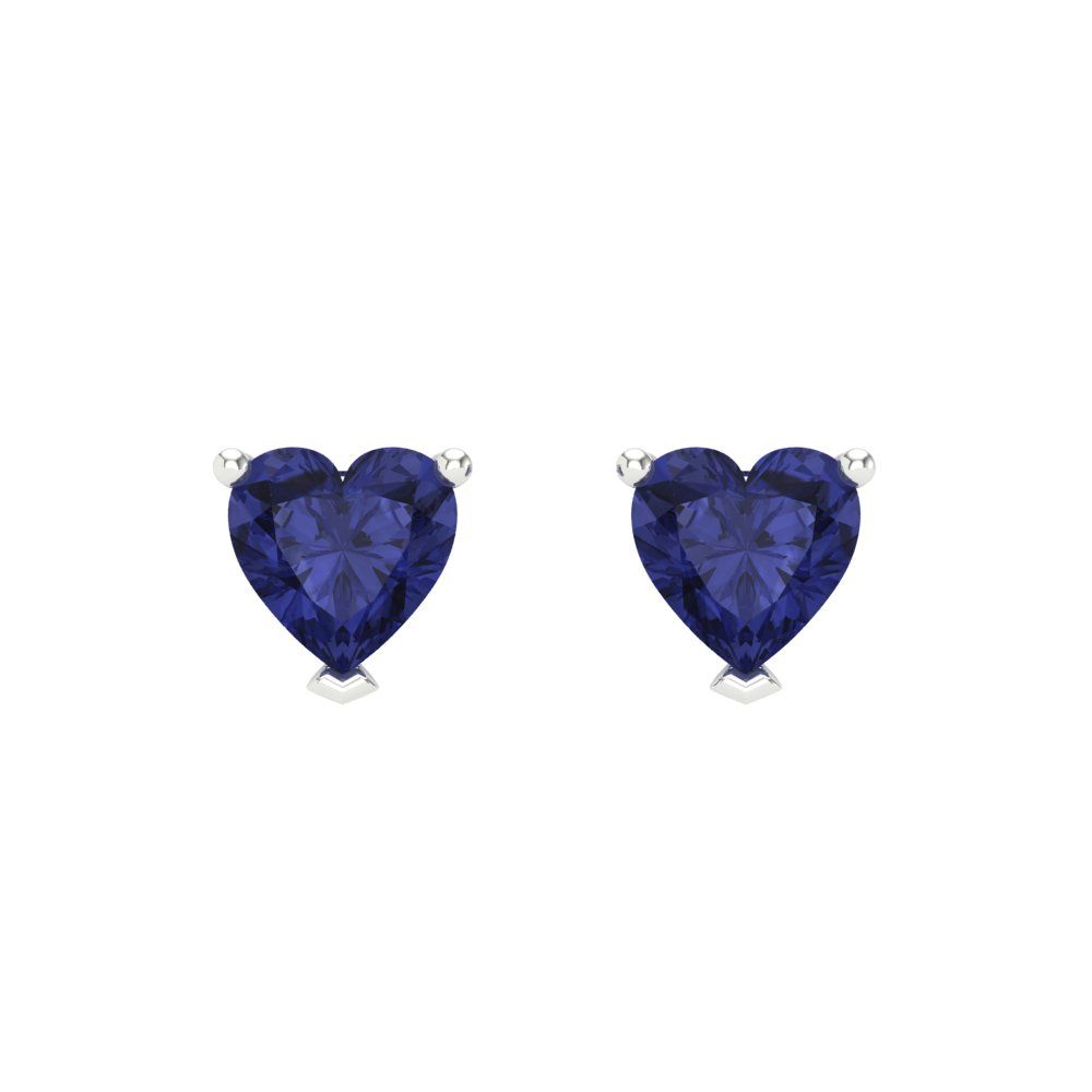 1 ctw Tanzanite Studs Earrings | 5mm Heart Cut White Gold Screw back | December Birthstone