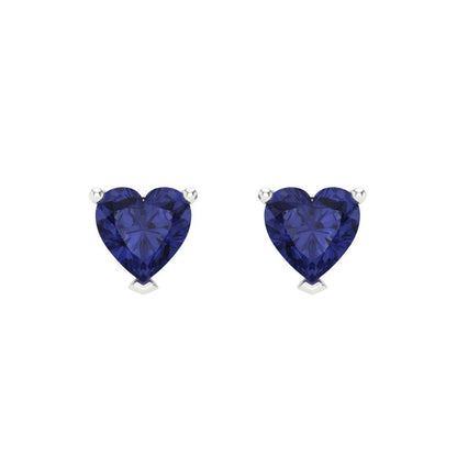 1 ctw Tanzanite Studs Earrings | 5mm Heart Cut White Gold Screw back | December Birthstone