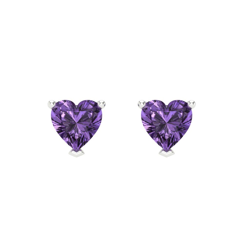 1 ctw Alexandrite Studs Earrings | 5mm Heart Cut White Gold Screw back | June Birthstone