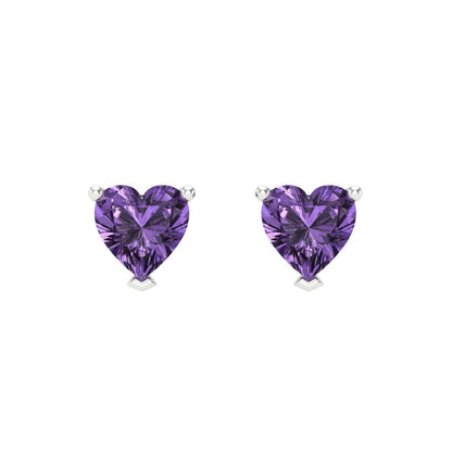 1 ctw Alexandrite Studs Earrings | 5mm Heart Cut White Gold Screw back | June Birthstone
