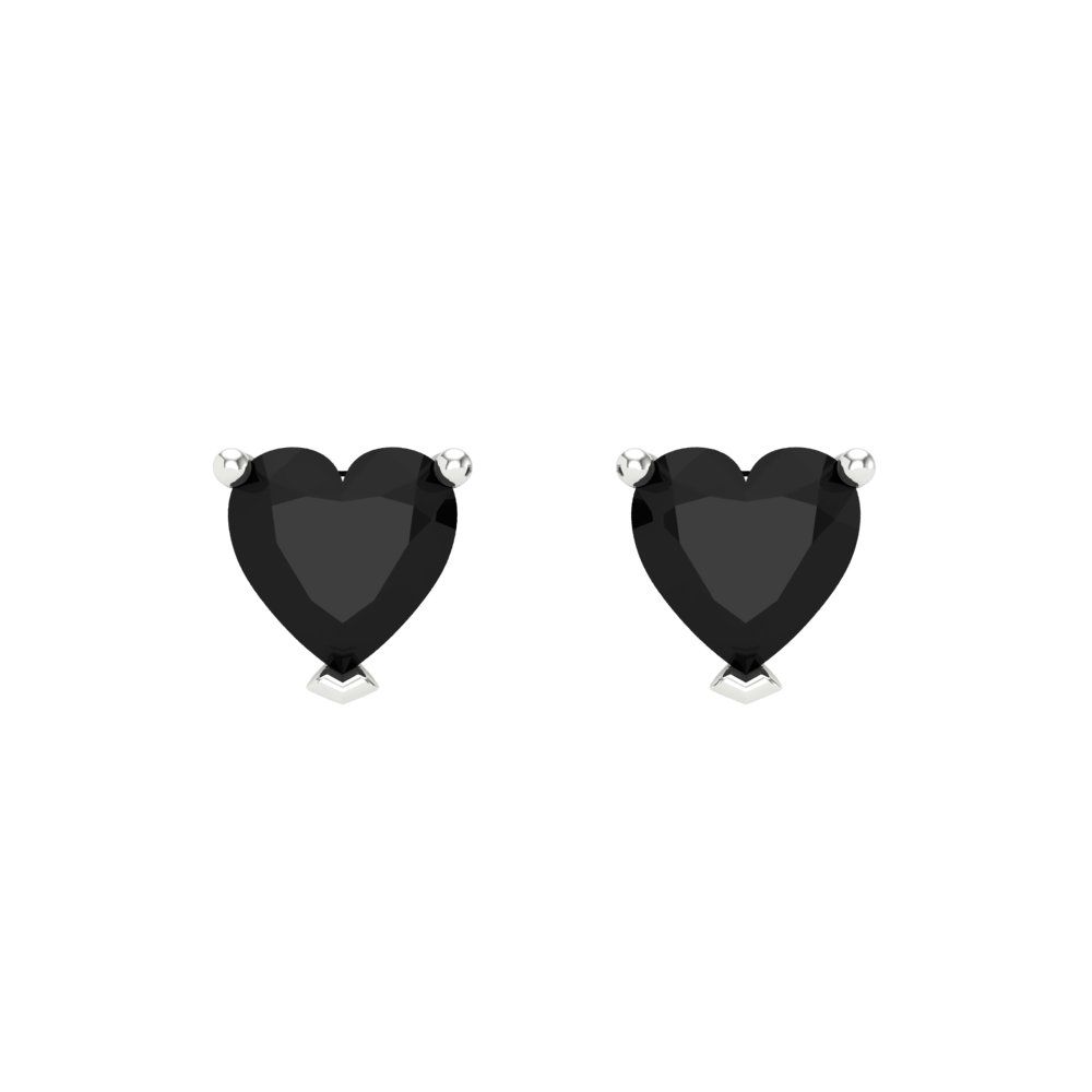 1 ctw Onyx Studs Earrings | 5mm Heart Cut White Gold Screw back | July Birthstone
