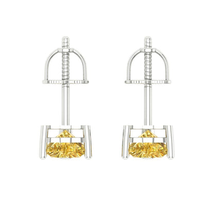 1 ctw Citrine Studs Earrings | 5mm Heart Cut White Gold Screw back | November Birthstone