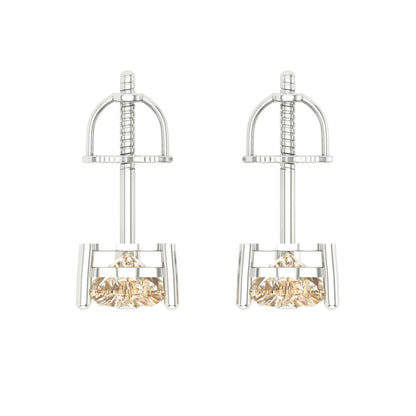 1 ctw Morganite Studs Earrings | 5mm Heart Cut White Gold Screw back | February Birthstone