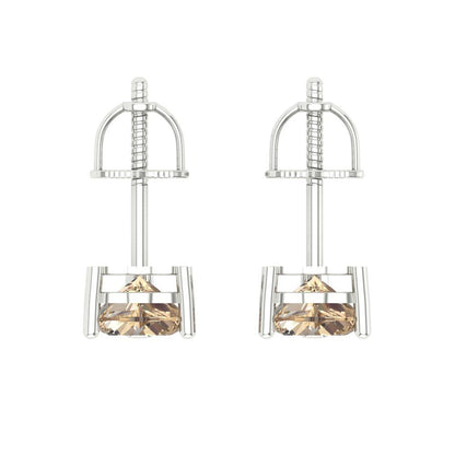 1 ctw Yellow Moissanite Studs Earrings | 5mm Heart Cut White Gold Screw back | April Birthstone