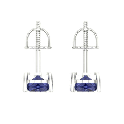 1 ctw Tanzanite Studs Earrings | 5mm Heart Cut White Gold Screw back | December Birthstone
