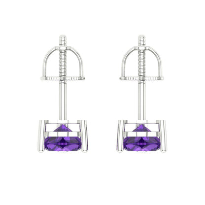 1cttw Amethyst Gold-Plated 925 Silver Screw Back Stud Earrings
