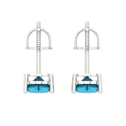 1 ctw Turquoise Studs Earrings | 5mm Heart Cut White Gold Screw back | December Birthstone