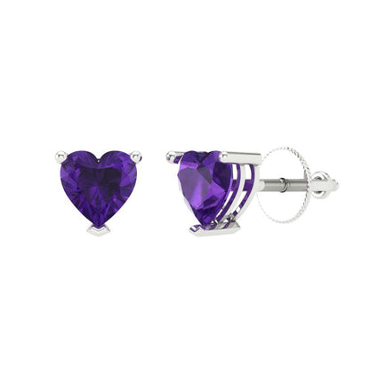 1.5cttw Amethyst Gold-Plated 925 Silver Screw Back Stud Earrings