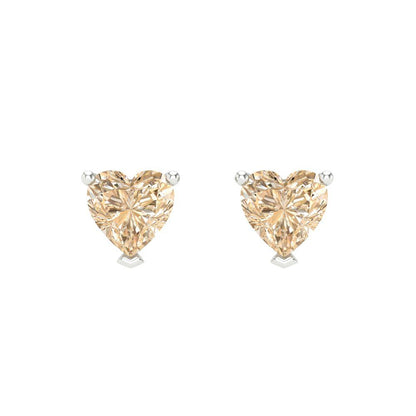 1.5 ctw Morganite Studs Earrings | 6.0mm Heart Cut White Gold Screw back | February Birthstone