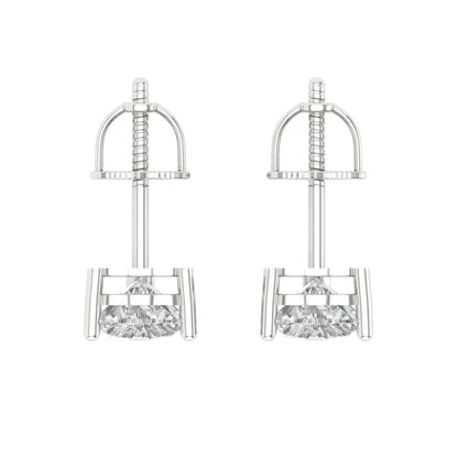 1.5 ctw Moissanite Studs Earrings | 6.0mm Heart Cut White Gold Screw back | April Birthstone