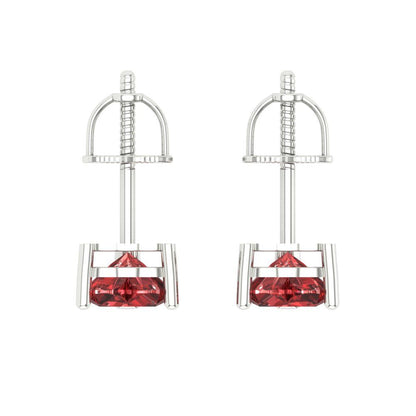 1.5 ctw Garnet Studs Earrings | 6.0mm Heart Cut White Gold Screw back | January Birthstone