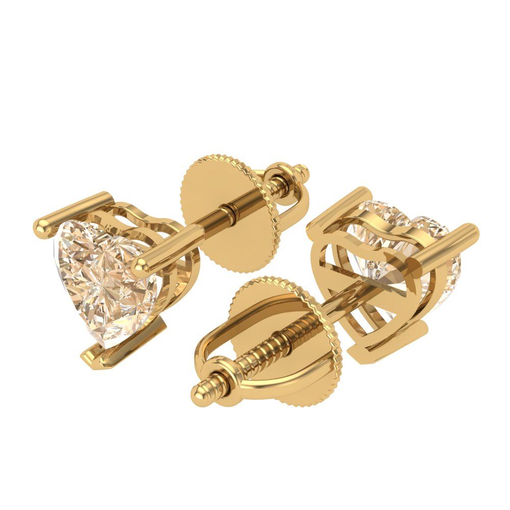 1 ctw Morganite Studs Earrings | 5mm Heart Cut White Gold Screw back | February Birthstone