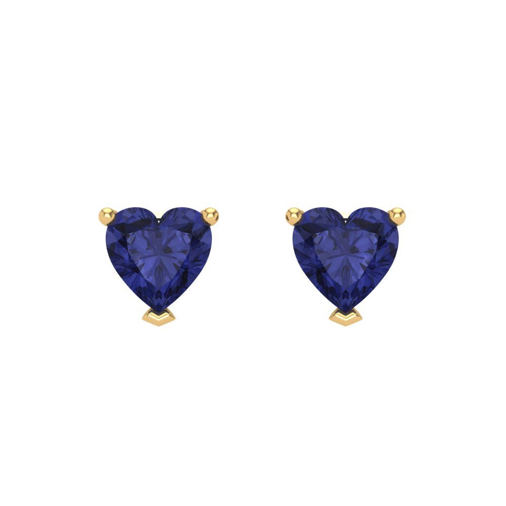 1 ctw Tanzanite Studs Earrings | 5mm Heart Cut White Gold Screw back | December Birthstone