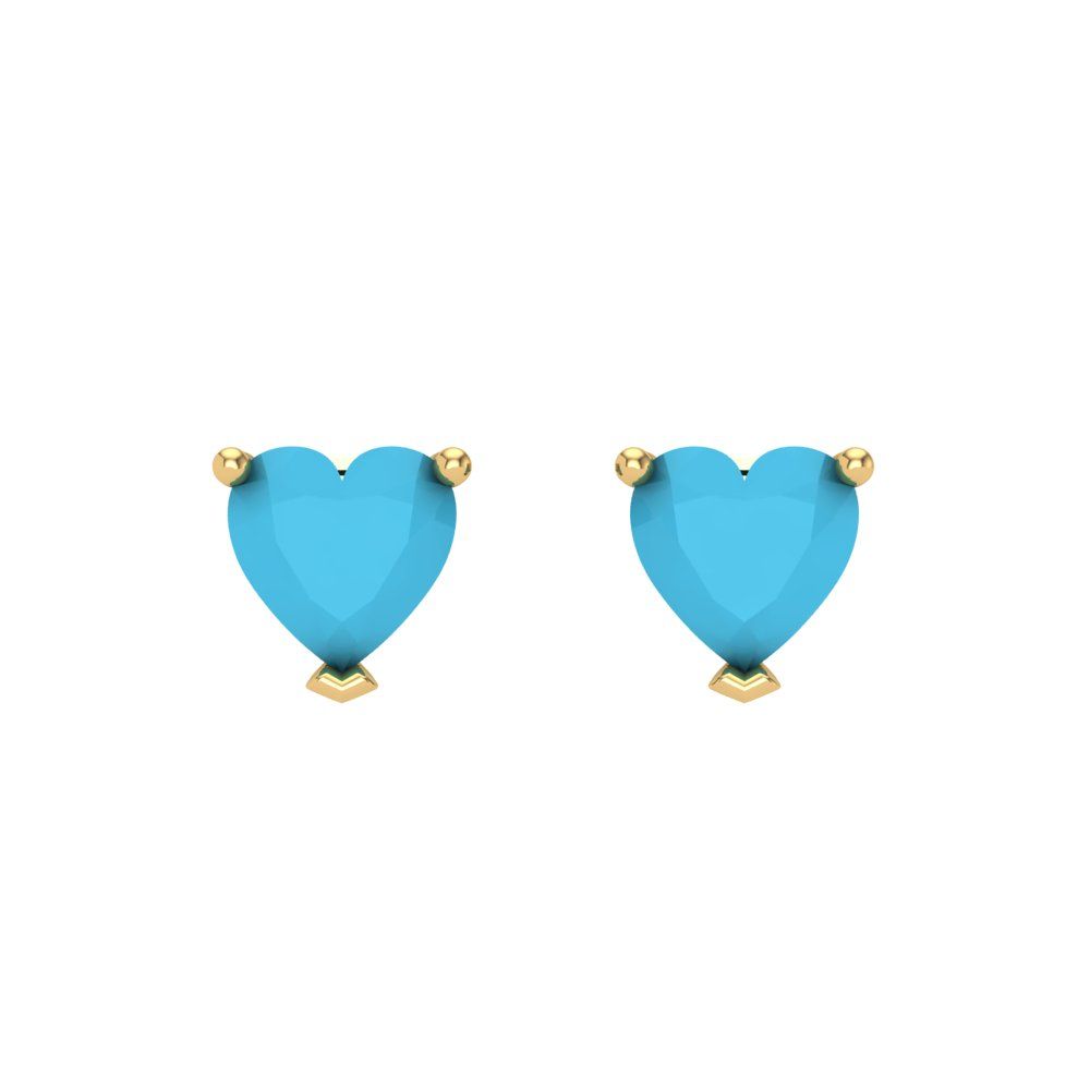 1 ctw Turquoise Studs Earrings | 5mm Heart Cut White Gold Screw back | December Birthstone
