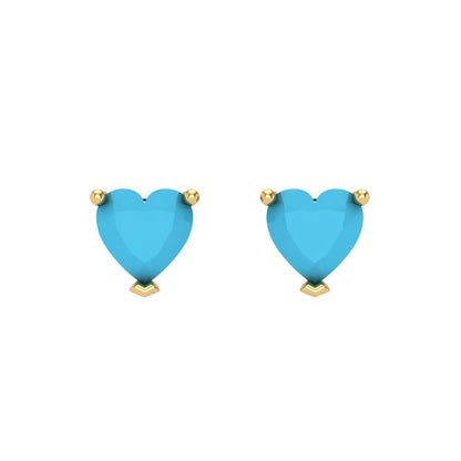1 ctw Turquoise Studs Earrings | 5mm Heart Cut White Gold Screw back | December Birthstone