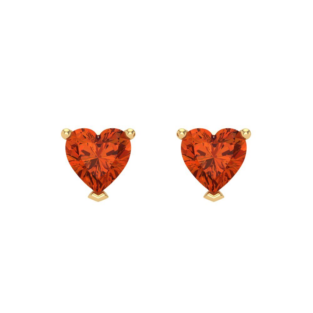 1 ctw Red Zirconia Studs Earrings | 5mm Heart Cut White Gold Screw back | April Birthstone
