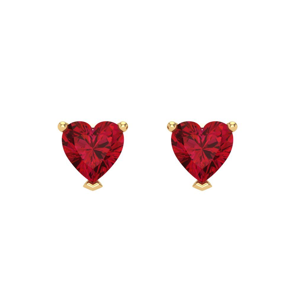 1 ctw Pink Tourmaline Studs Earrings | 5mm Heart Cut White Gold Screw back | April Birthstone
