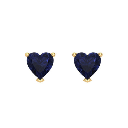 1 ctw Blue Sapphire Studs Earrings | 5mm Heart Cut White Gold Screw back | September Birthstone