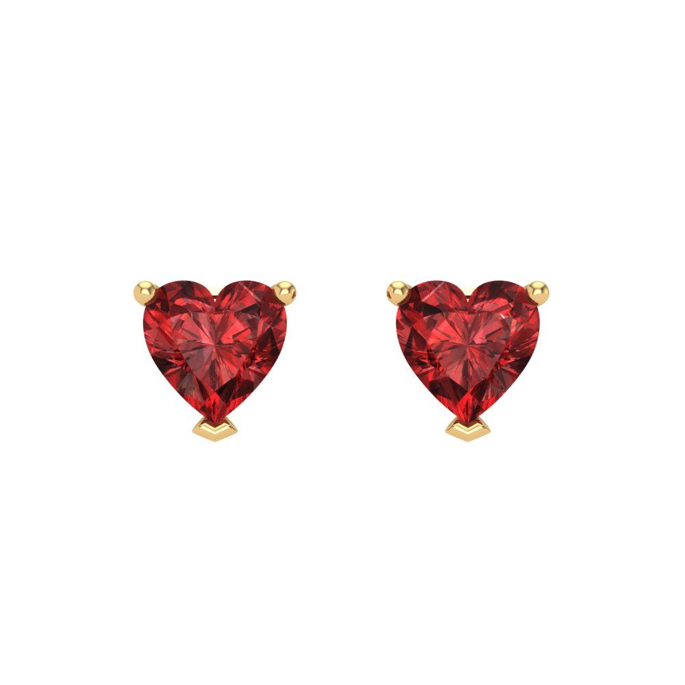 1 ctw Garnet Studs Earrings | 5mm Heart Cut White Gold Screw back | January Birthstone
