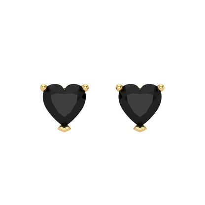 1 ctw Onyx Studs Earrings | 5mm Heart Cut White Gold Screw back | July Birthstone