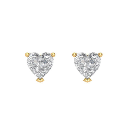 1 ctw Moissanite Studs Earrings | 5mm Heart Cut White Gold Screw back | April Birthstone