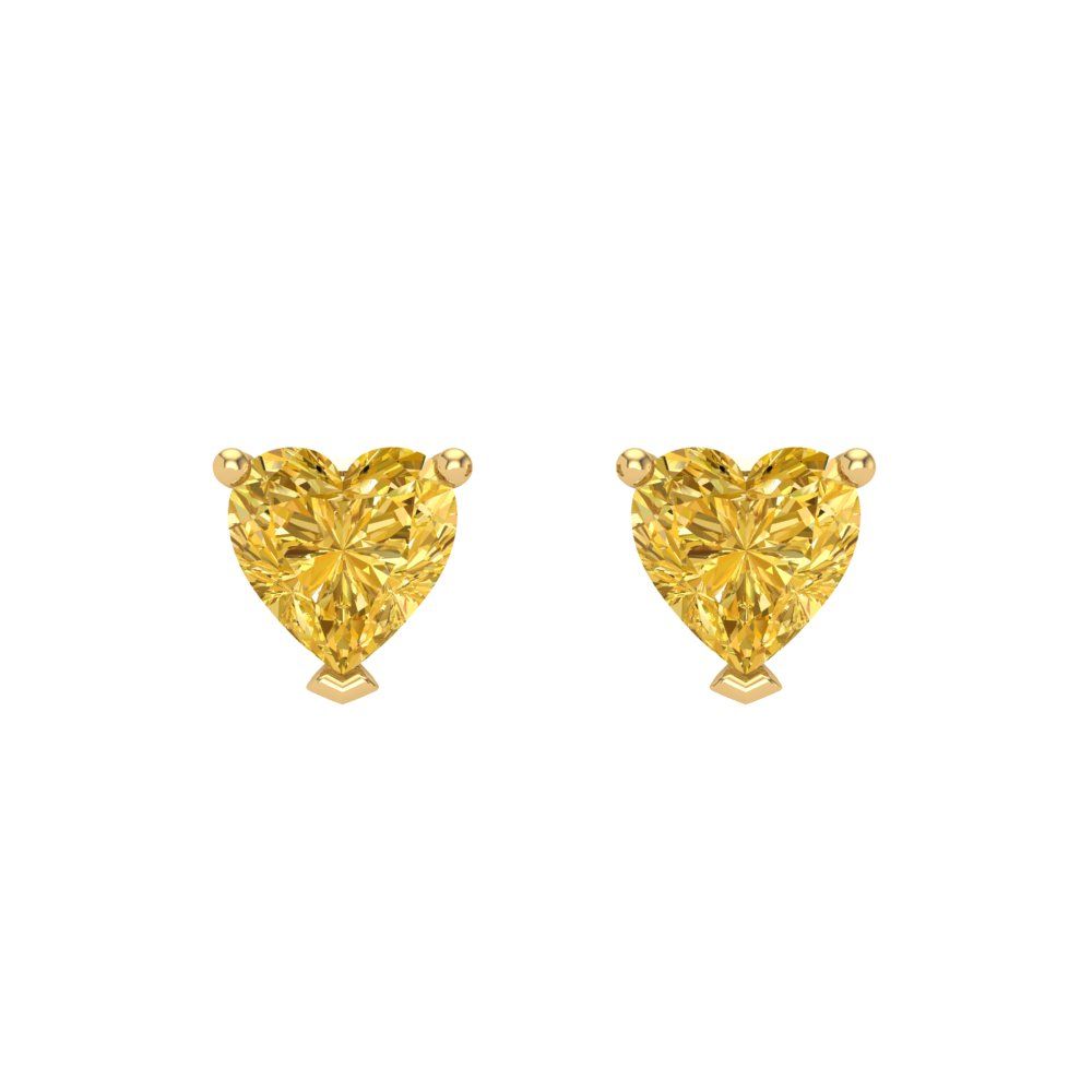 1 ctw Citrine Studs Earrings | 5mm Heart Cut White Gold Screw back | November Birthstone