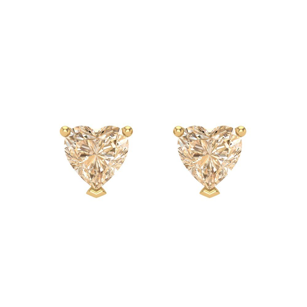 1 ctw Morganite Studs Earrings | 5mm Heart Cut White Gold Screw back | February Birthstone