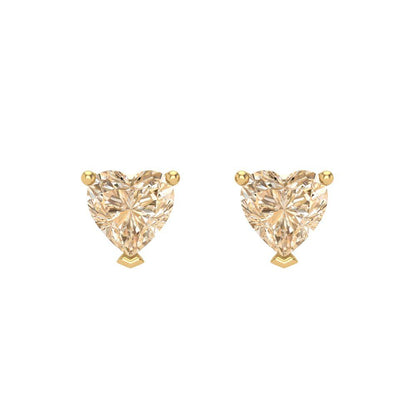1 ctw Morganite Studs Earrings | 5mm Heart Cut White Gold Screw back | February Birthstone