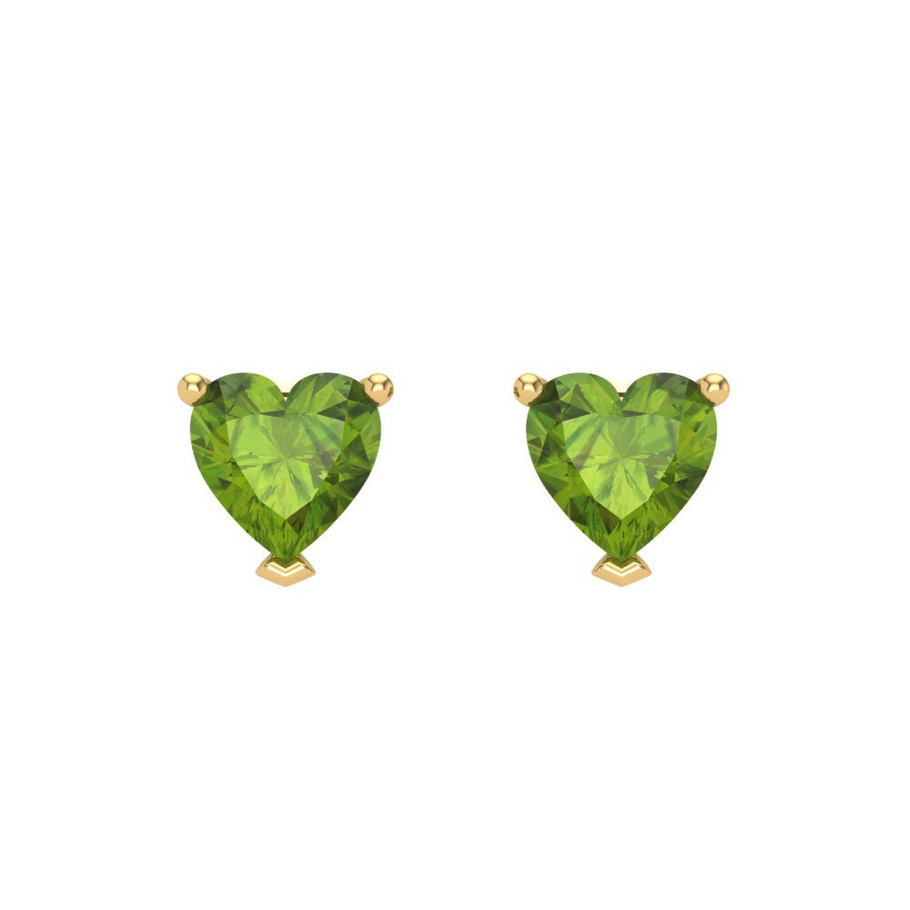 1 ctw Peridot Studs Earrings | 5mm Heart Cut White Gold Screw back | August Birthstone
