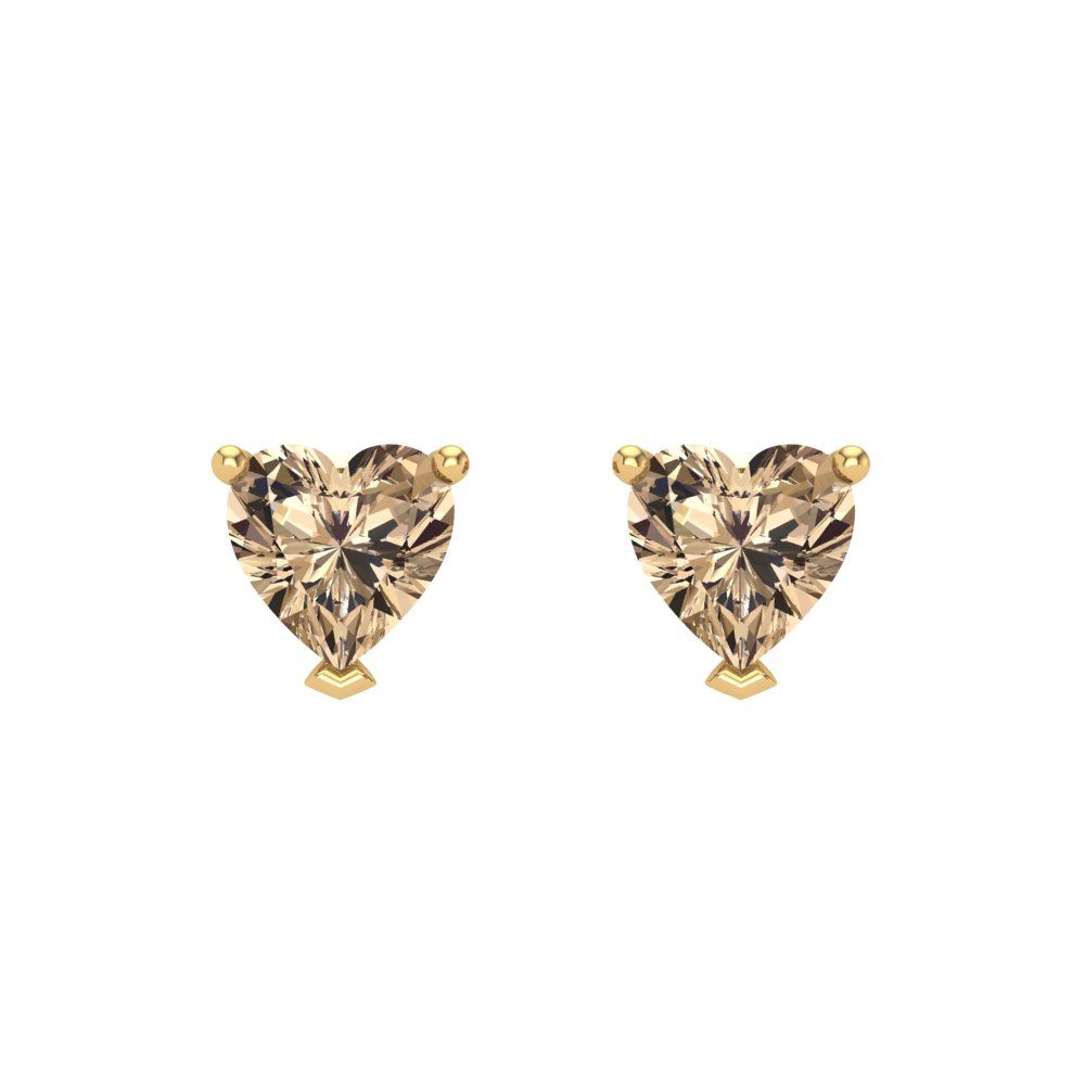 1 ctw Yellow Moissanite Studs Earrings | 5mm Heart Cut White Gold Screw back | April Birthstone
