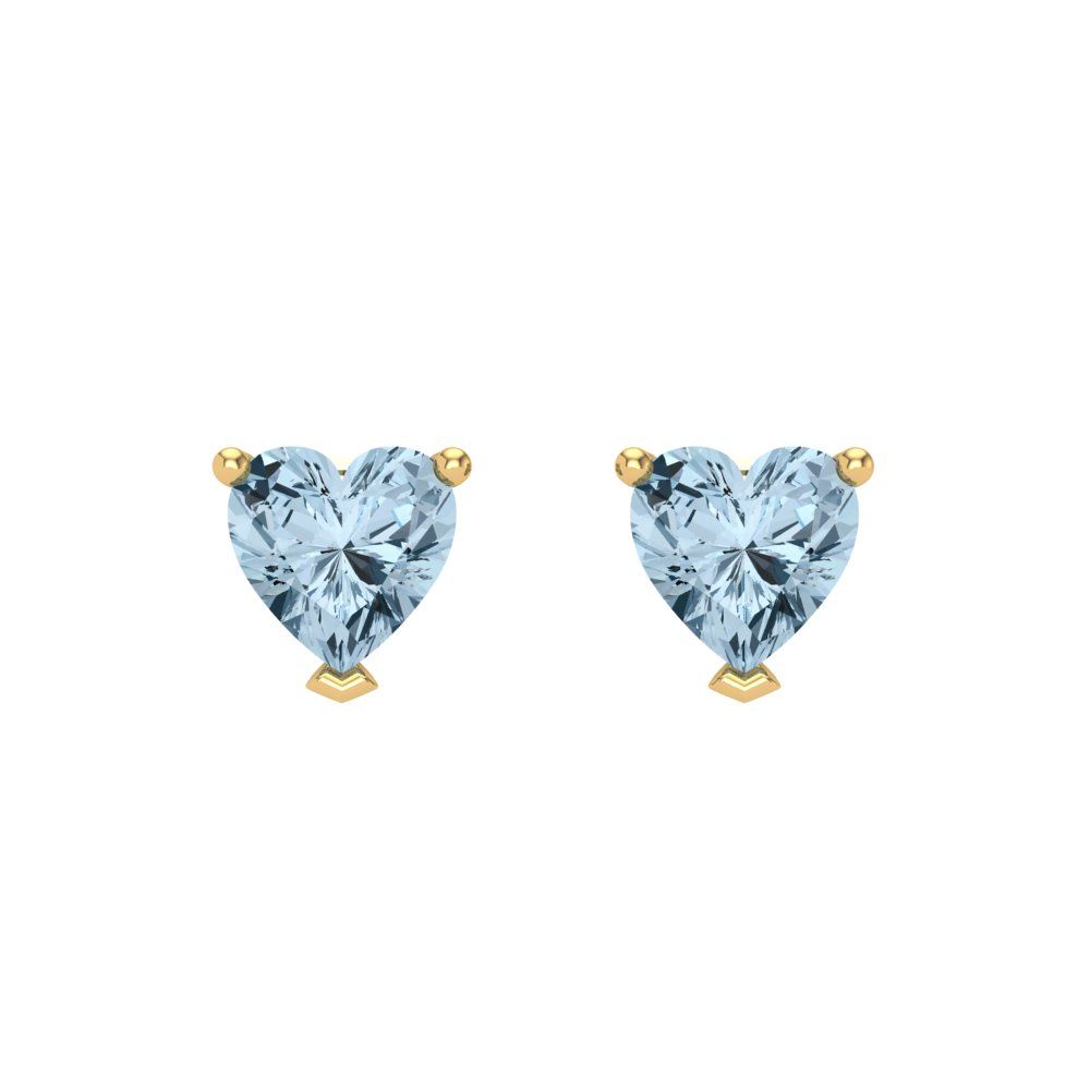 1 ctw Blue Zirconia Studs Earrings | 5mm Heart Cut White Gold Screw back | April Birthstone