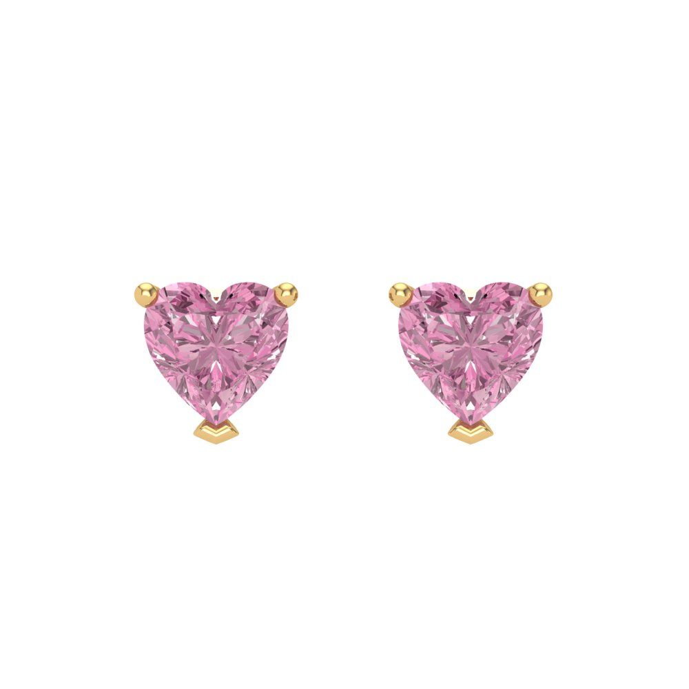 1 ctw Pink Zirconia Studs Earrings | 5mm Heart Cut White Gold Screw back | April Birthstone