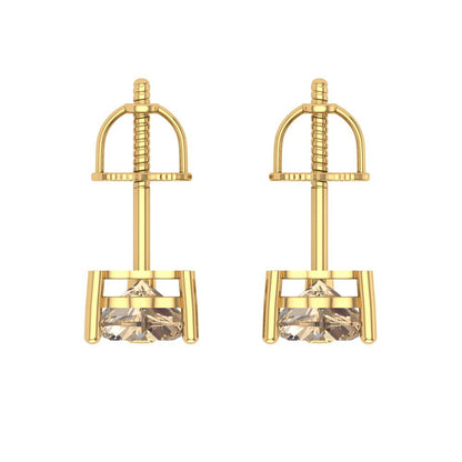 1 ctw Yellow Moissanite Studs Earrings | 5mm Heart Cut White Gold Screw back | April Birthstone