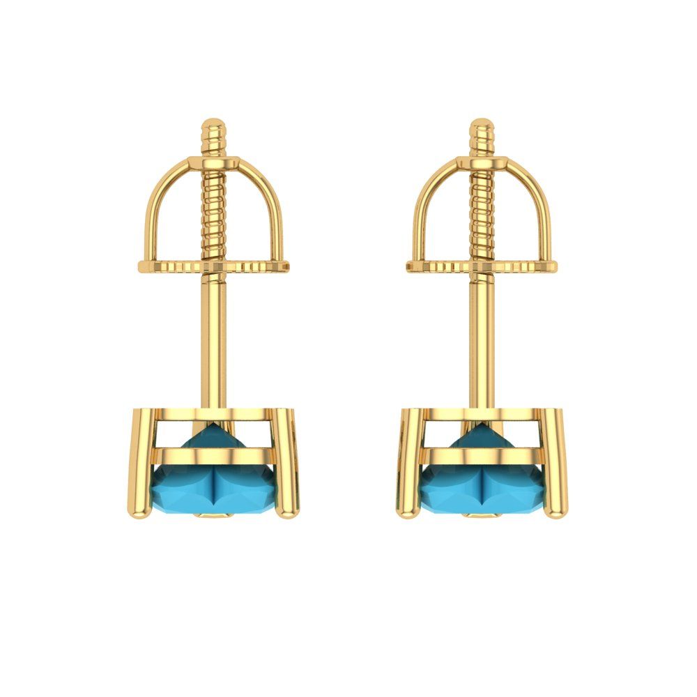1 ctw Turquoise Studs Earrings | 5mm Heart Cut White Gold Screw back | December Birthstone