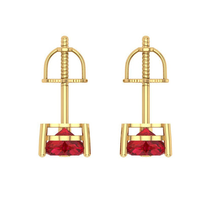 1 ctw Pink Tourmaline Studs Earrings | 5mm Heart Cut White Gold Screw back | April Birthstone