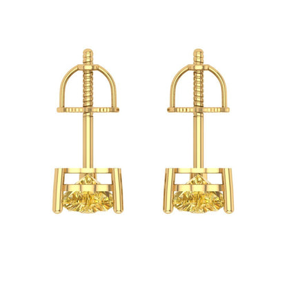 1 ctw Citrine Studs Earrings | 5mm Heart Cut White Gold Screw back | November Birthstone