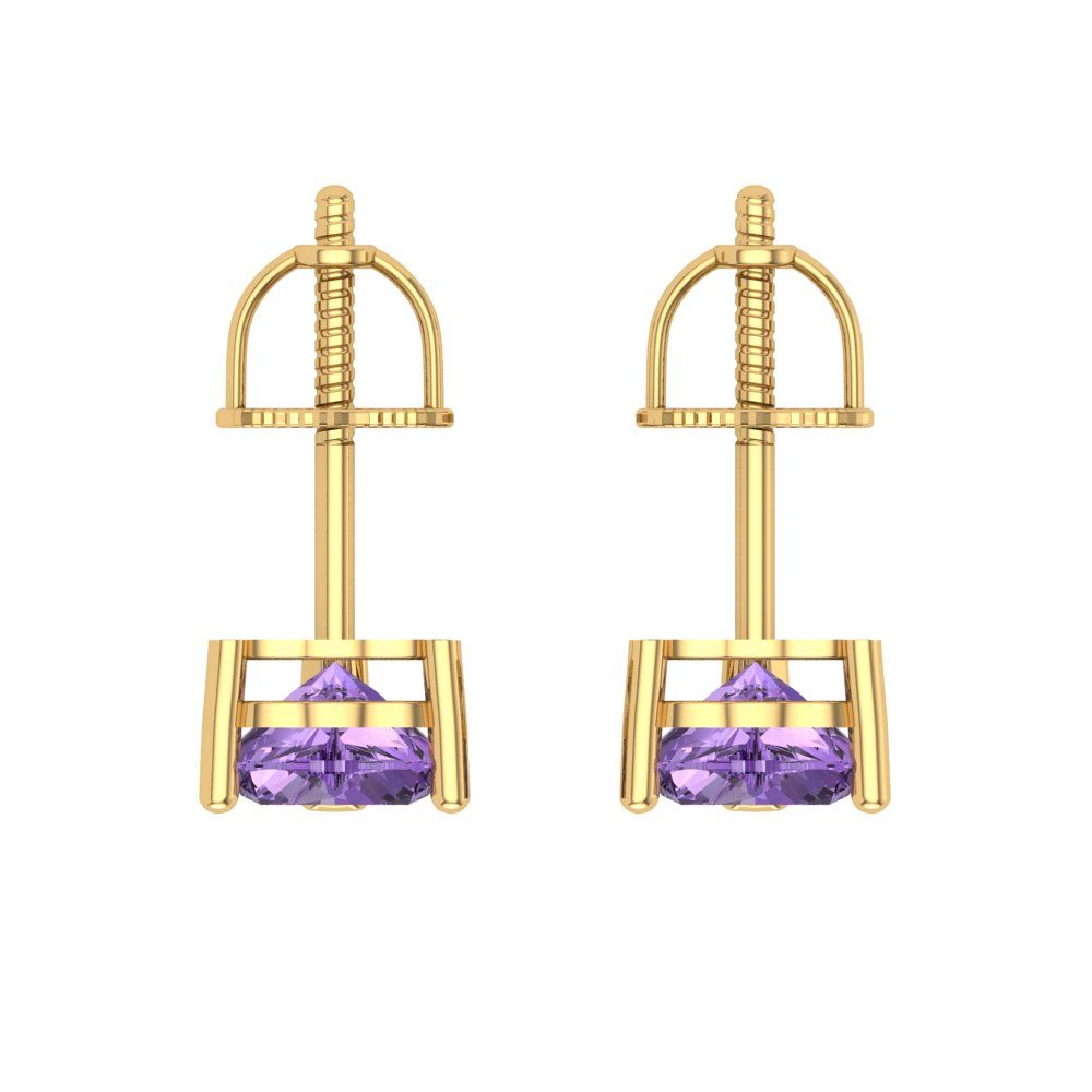 1 ctw Alexandrite Studs Earrings | 5mm Heart Cut White Gold Screw back | June Birthstone