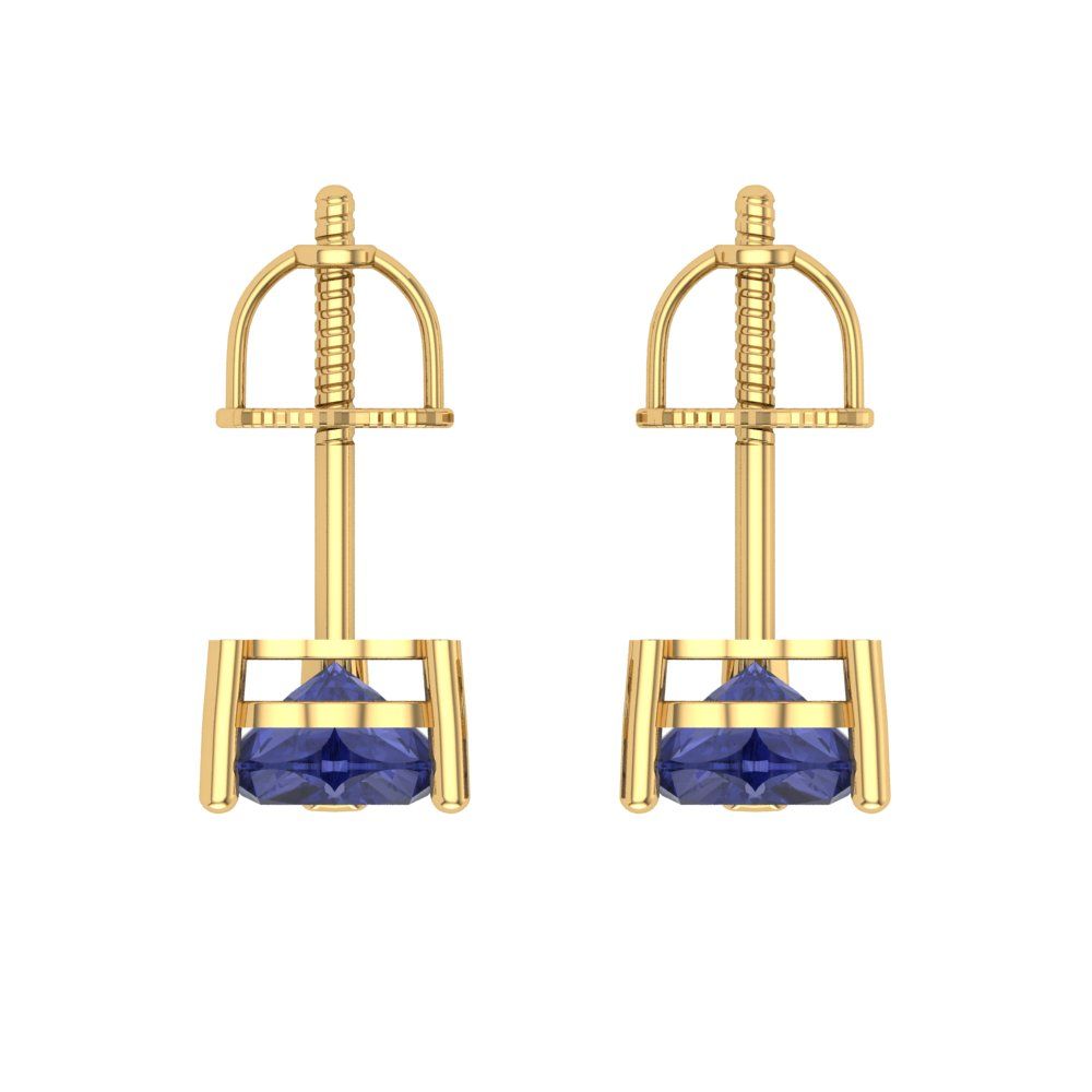 1 ctw Tanzanite Studs Earrings | 5mm Heart Cut White Gold Screw back | December Birthstone