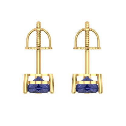 1 ctw Tanzanite Studs Earrings | 5mm Heart Cut White Gold Screw back | December Birthstone