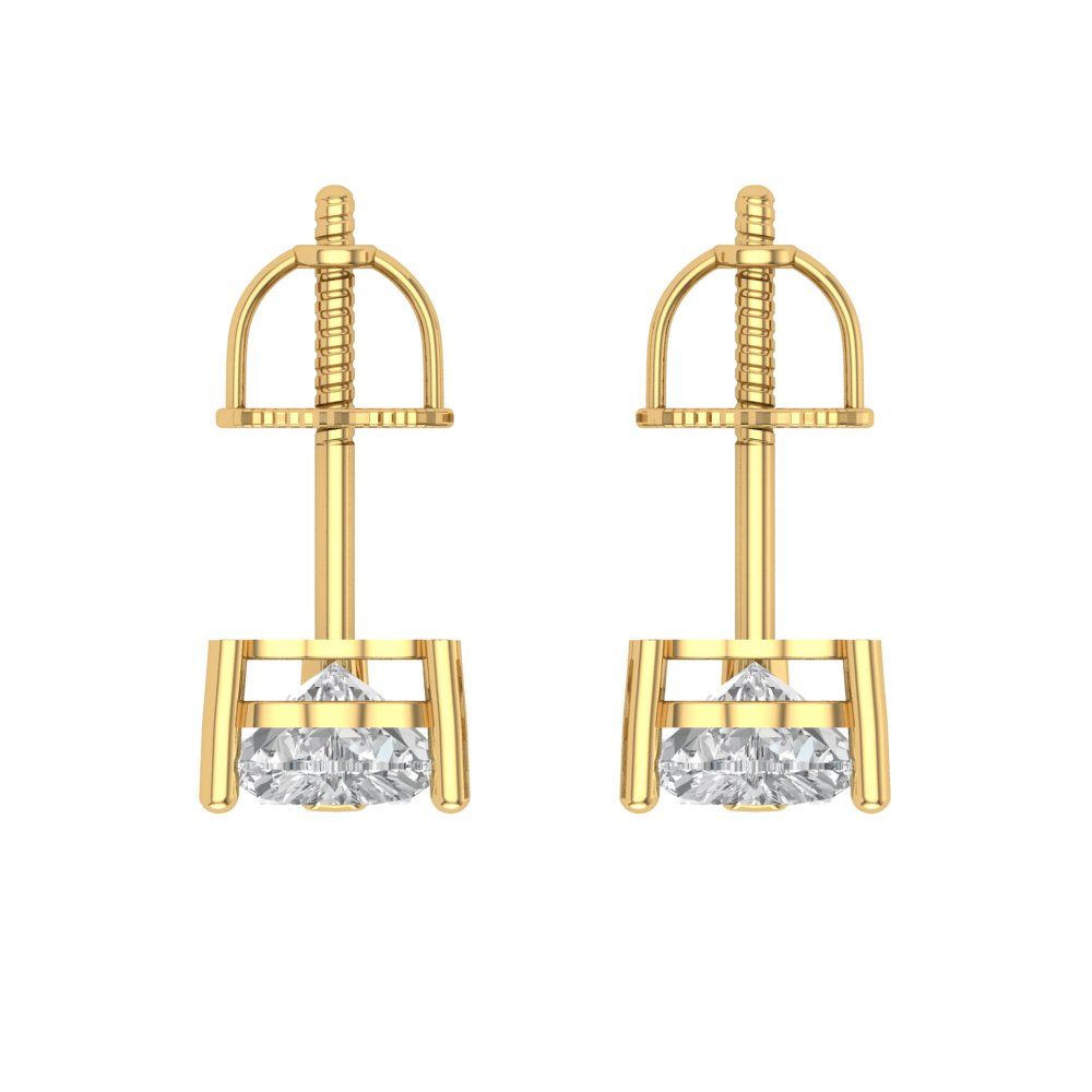 1 ctw Moissanite Studs Earrings | 5mm Heart Cut White Gold Screw back | April Birthstone