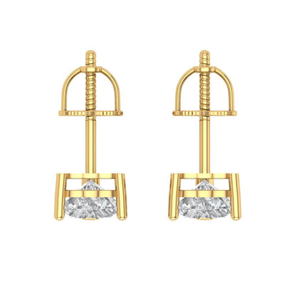 1 ctw Moissanite Studs Earrings | 5mm Heart Cut White Gold Screw back | April Birthstone
