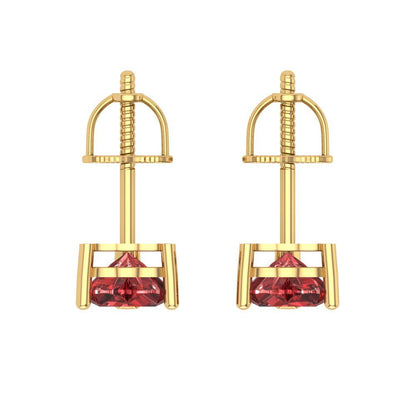 1 ctw Garnet Studs Earrings | 5mm Heart Cut White Gold Screw back | January Birthstone