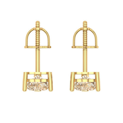 1 ctw Morganite Studs Earrings | 5mm Heart Cut White Gold Screw back | February Birthstone