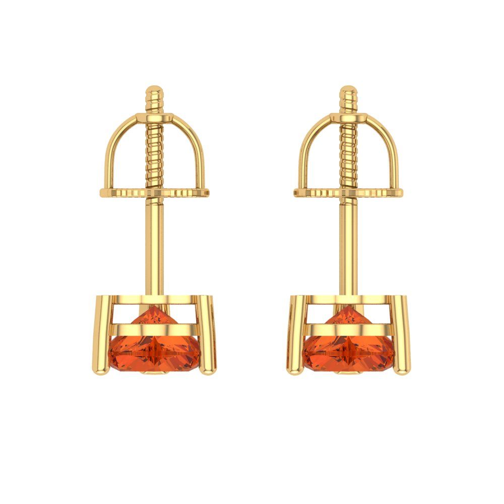 1 ctw Red Zirconia Studs Earrings | 5mm Heart Cut White Gold Screw back | April Birthstone