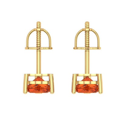 1 ctw Red Zirconia Studs Earrings | 5mm Heart Cut White Gold Screw back | April Birthstone