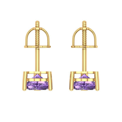 1cttw Alexandrite Gold-Plated 925 Silver Screw Back Stud Earrings